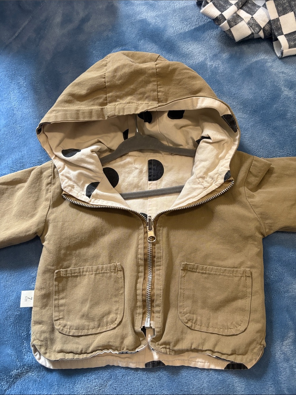 Toddler Hooded Zip Jacket with Polka Dot Lining